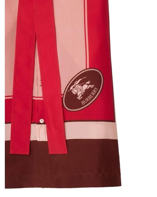 Burberry Red Silk Shirt Dress