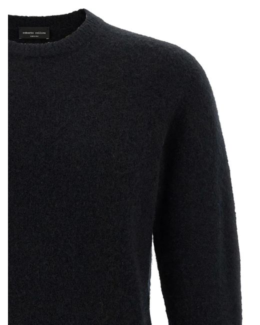 Roberto Collina Black Crew-Neck Cashmere Sweater for men