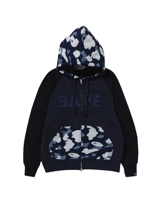 A Bathing Ape Blue X Sashiko Camo Relaxed Full-Zip Hoodie for men