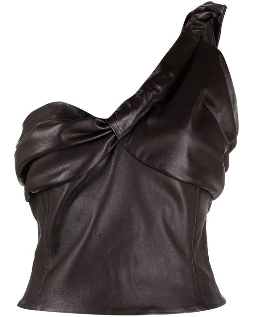 The Mannei Black Colmar Twisted Leather Top