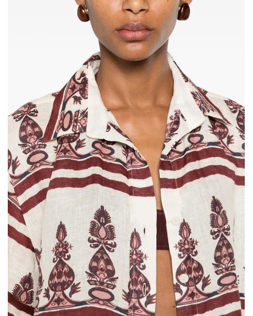 Johanna Ortiz Pink La Creciente Printed Shirt