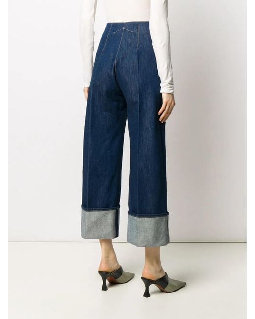 Patou Blue High-rise Cuffed Jeans