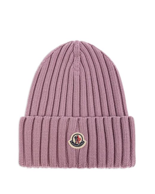 Moncler Pink Logo Wool Beanie