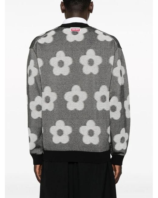 KENZO Gray Flower Spot Cotton Sweatshirt for men