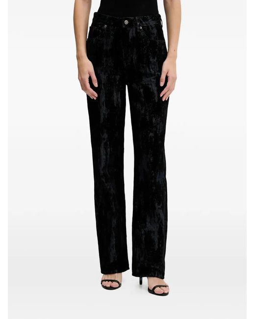 Sisley Black Textured-Effect Straight-Leg Jeans