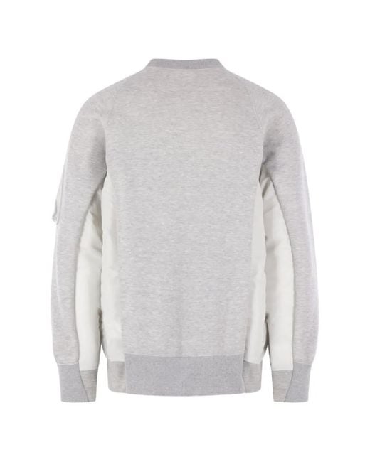 Sacai Gray Crew Neck Sweater for men