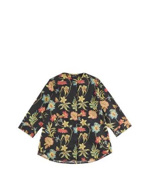 Fay Green Chemise Fleurie À Manches Trois-Quarts