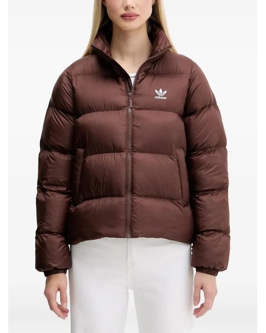 Adidas Brown Zip-Up Puffer Jacket