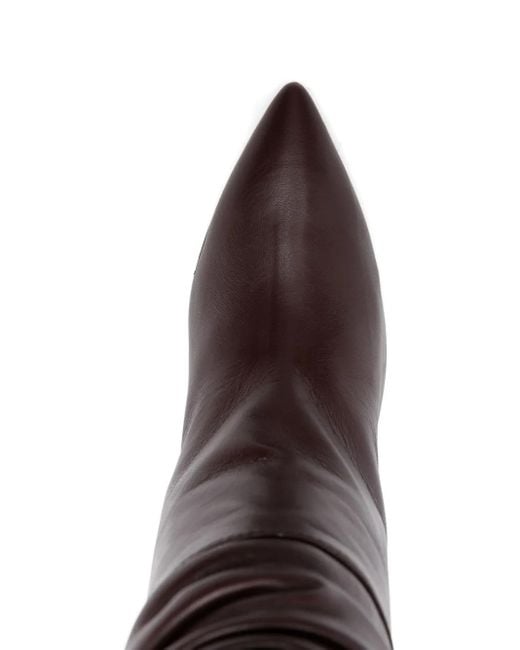 Via Roma 15 Brown 80Mm Calf Leather Pointed-Toe Boots