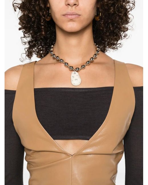 Top Ferr de piel con cuello halter Nanushka de color Black