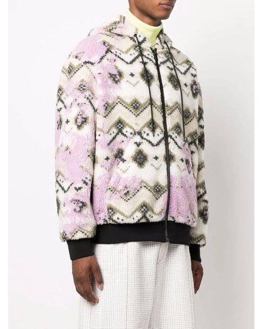 MSGM Pink Geometric Print Hooded Jacket for men