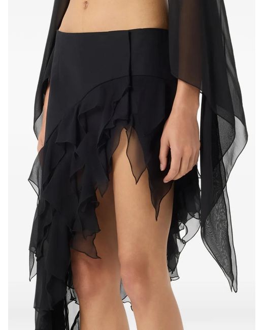 Blumarine Black Ruffled Asymmetrical Skirt