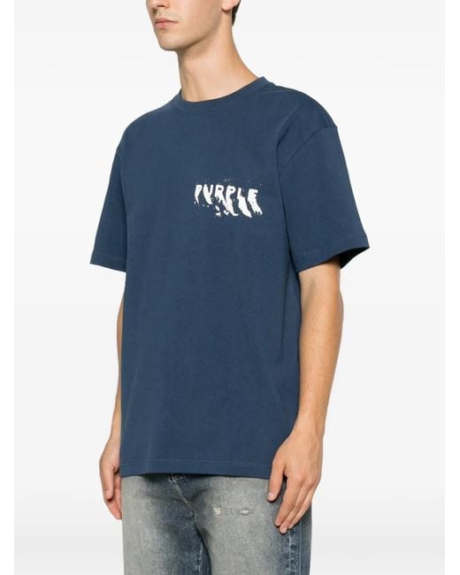 Purple Brand Blue Logo-Print T-Shirt for men