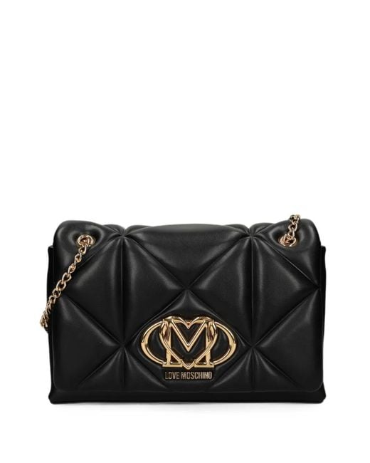 Love Moschino Black Logo-Appliqué Shoulder Bag