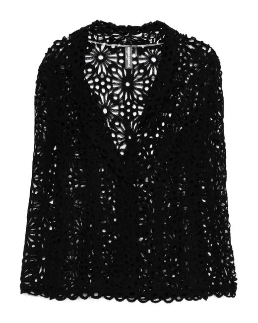 Norma Kamali Jack Met Enkele Rij Knopen En Bloemenpatroon in het Black