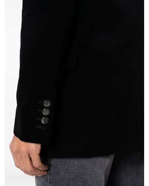 Balmain Black Double-Breasted Corduroy Blazer for men