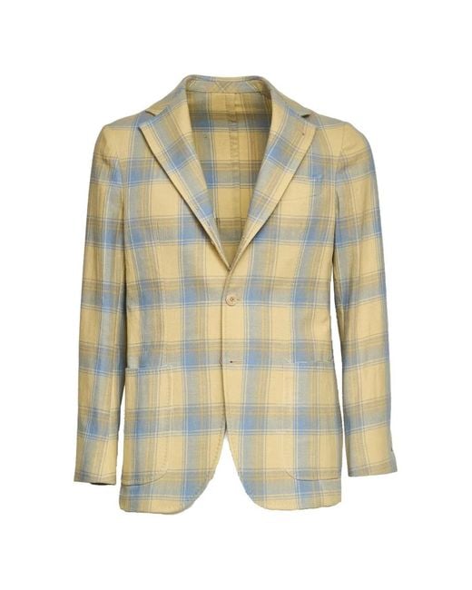 CAMICERIA PICCOLO White Panarea Check-Pattern Blazer for men
