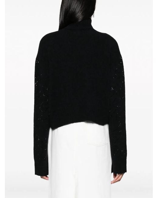 Blumarine Black Crystal-Embellished Knitted Jumper