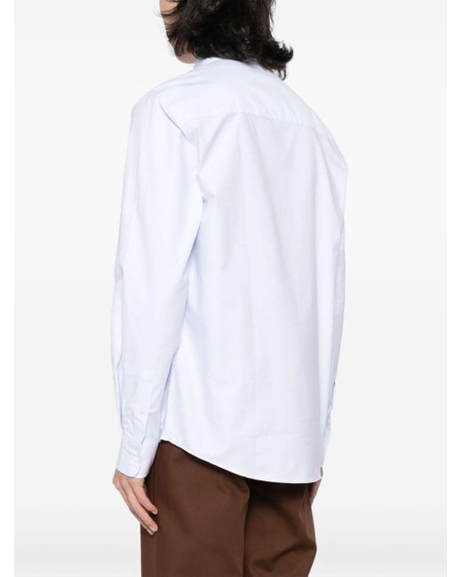 Camisa con logo bordado Maison Kitsuné de hombre de color White