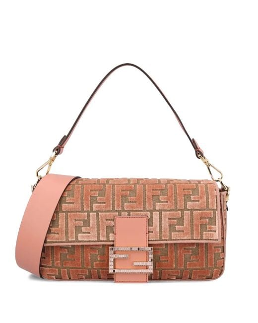 Fendi Medium Baguette Schoudertas Met Ff-Jacquard in het Brown