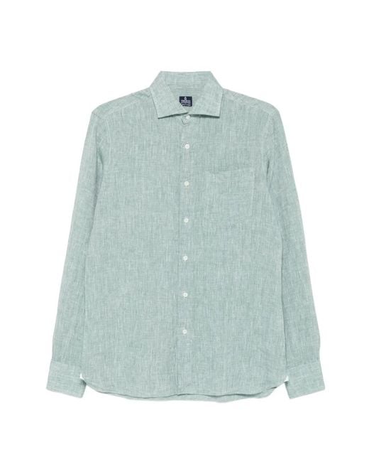 Truzzi Blue Chest-Pocket Button-Up Shirt for men