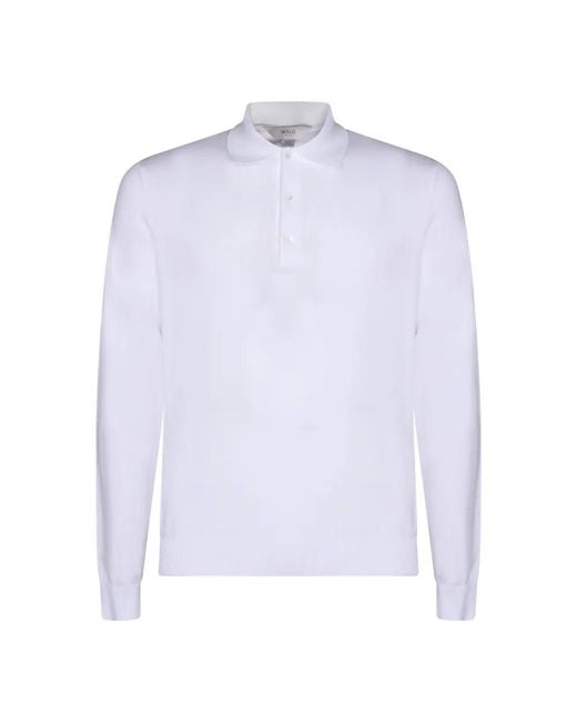 Malo White Button Long-Sleeved Polo Shirt for men