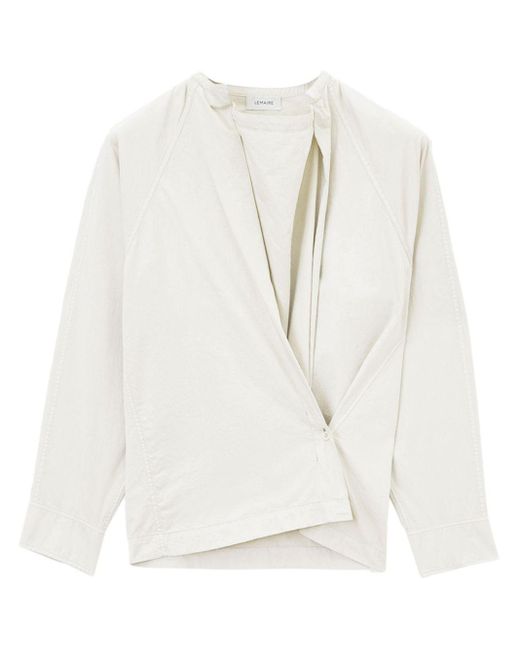 Lemaire White Twisted Long-Sleeved Shirt