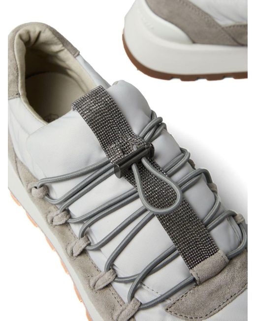 Brunello Cucinelli White Panelled Leather Sneakers