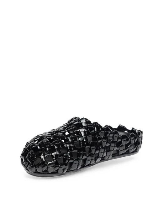A.W.A.K.E. MODE Black Woven Leather Mules