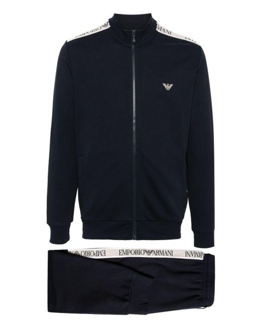 Emporio Armani Blue Logo-embroidered Track Suit for men