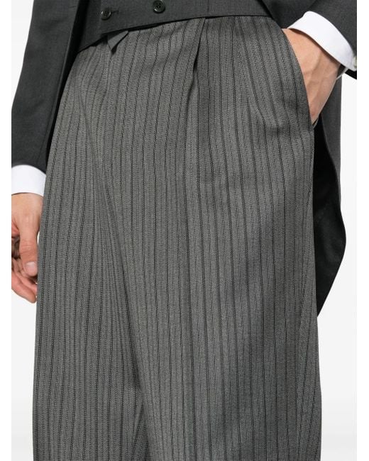 Canali Gray Pinstripe-Pattern Wool Trousers for men