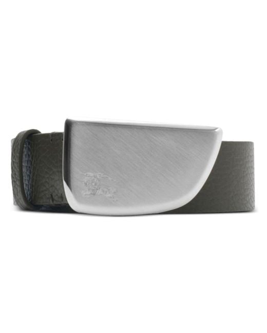 Burberry Gray Leather Shield Belt for men