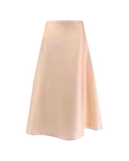Alberta Ferretti White Flared Silk Midi Skirt