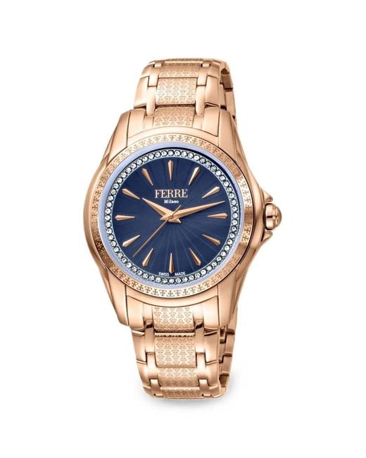 Ferré Blue Crystal-Embellished 34Mm Watch