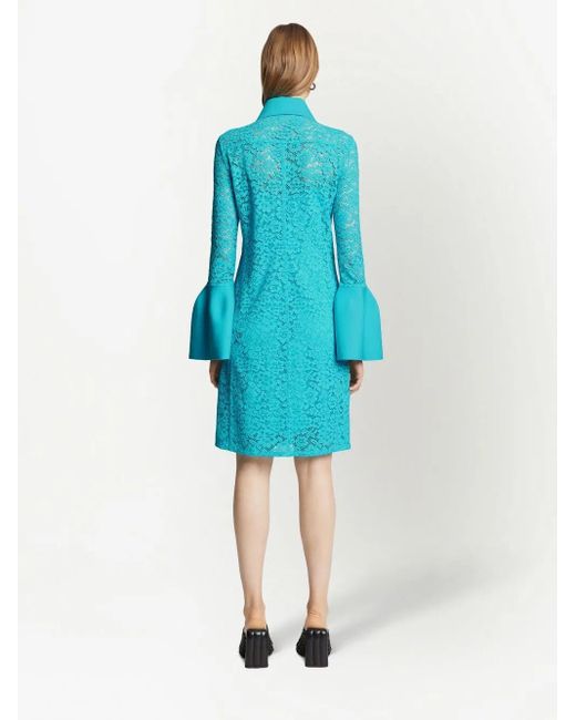 Proenza Schouler Blue Floral Lace Shirtdress