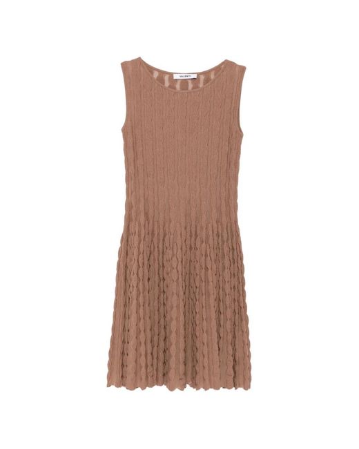 Antonino Valenti Brown Textured-Knit Sleeveless Mini Dress