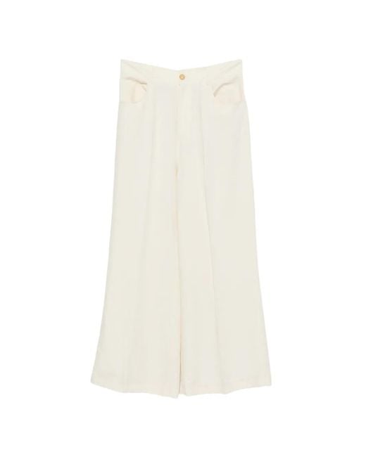 Erika Cavallini Semi Couture White Belt-Loop Pressed-Crease Palazzo Pants