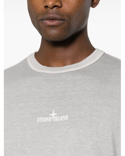 Camiseta con logo bordado Stone Island de hombre de color White