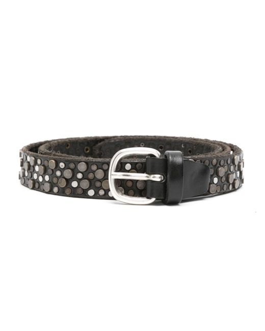 Eraldo Black Stud-embellished Leather Belt for men