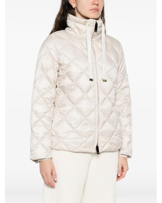 Max Mara White Quilted-Design Zip-Up Jacket