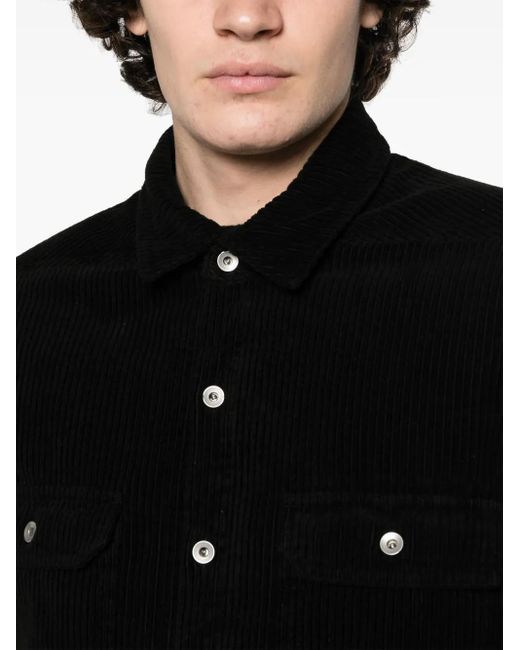 Rick Owens Black Corduroy Cotton Shirt Jacket for men