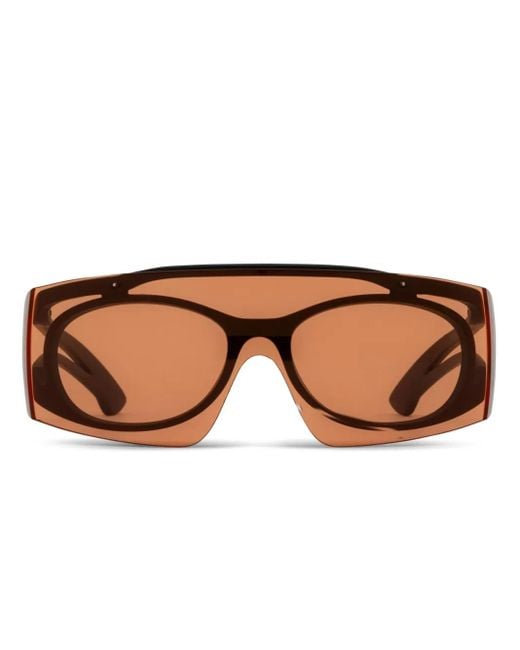 McQueen Brown Logo-Print Sunglasses