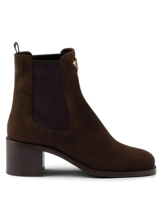 Prada Brown Stiefeletten Aus Wildleder 55Mm
