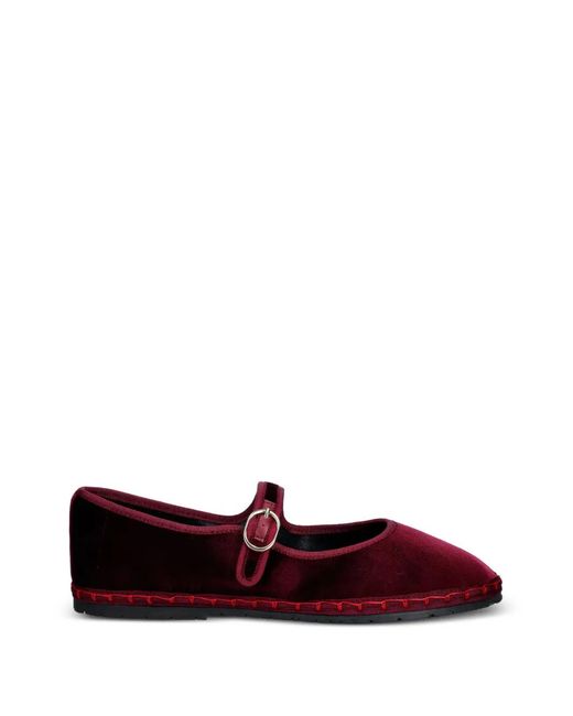 Nokwol Red Mel Buckle-Fastening Ballet Flats