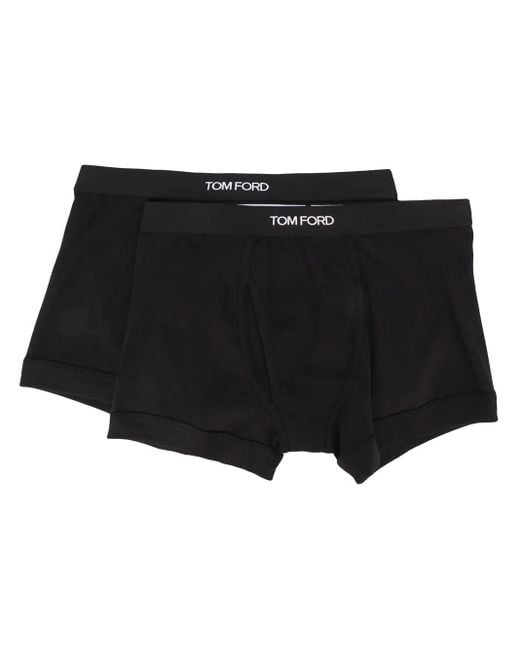 Tom Ford Black Set Of 2 Logo-Waistband Cotton Boxer Briefs for men