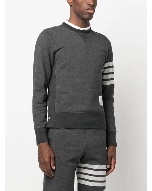 Thom Browne Gray Logo-Patch Cotton Sweatshirt for men