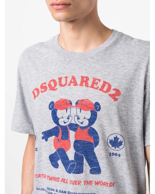 DSquared² Gray Logo-Print Short-Sleeve T-Shirt for men