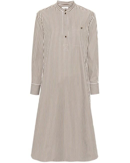Claudie Pierlot Gray Striped Band-collar Midi Dress