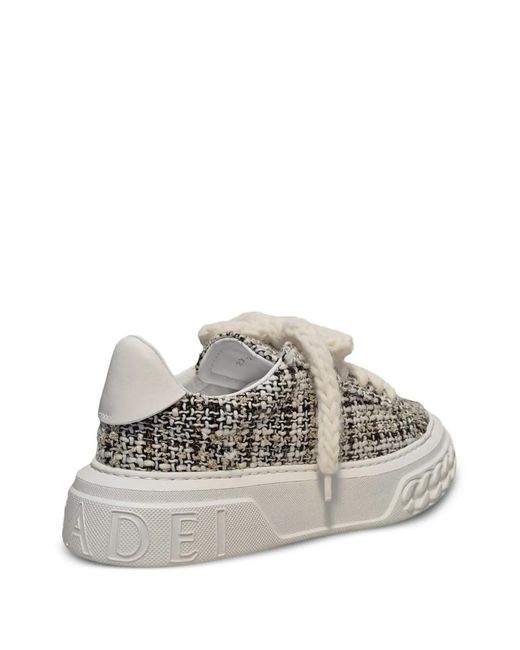 Casadei White Off Road Tweed-Effect Chunky-Sole Sneakers