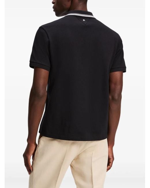 Karl Lagerfeld Black Contrast-Trim Polo Shirt for men